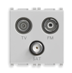 14303.SL Розетка tv-fm-sat концевая с 3 выходами английский стандарт, серебро Vimar Plana фото