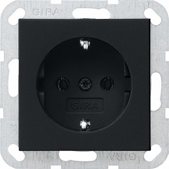0188005 Розетка Gira System55 2К+З 16 А, 250 В, черная матовая фото