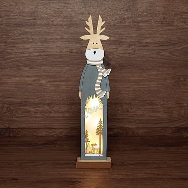 Деревянная фигурка с подсветкой Рождественский олень 11х5х47 см NEON-NIGHT 504-007 фото